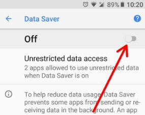 ปิดการใช้งานโปรแกรมประหยัดอินเทอร์เน็ตในอุปกรณ์ Android Oreo