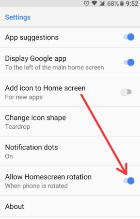 วิธีเปิดใช้งานการหมุนหน้าจอหลักใน Android 8.1 Oreo