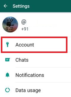 แตะที่การตั้งค่าบัญชีในแอพ WhatsApp