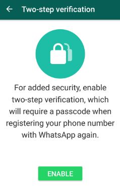 เปิดใช้งานโทรศัพท์ Android ยืนยันสองขั้นตอน WhatsApp