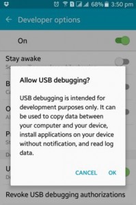 วิธีเปิดใช้งานการดีบัก USB บน lollipop (5.1.1)