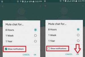 วิธีปิดเสียงการแจ้งเตือนการแชทบน WhatsApp android