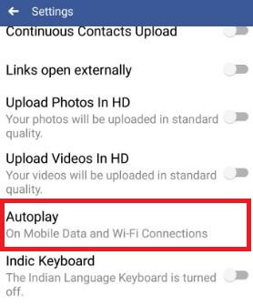 แตะที่เล่นวิดีโออัตโนมัติในแอพ Facebook
